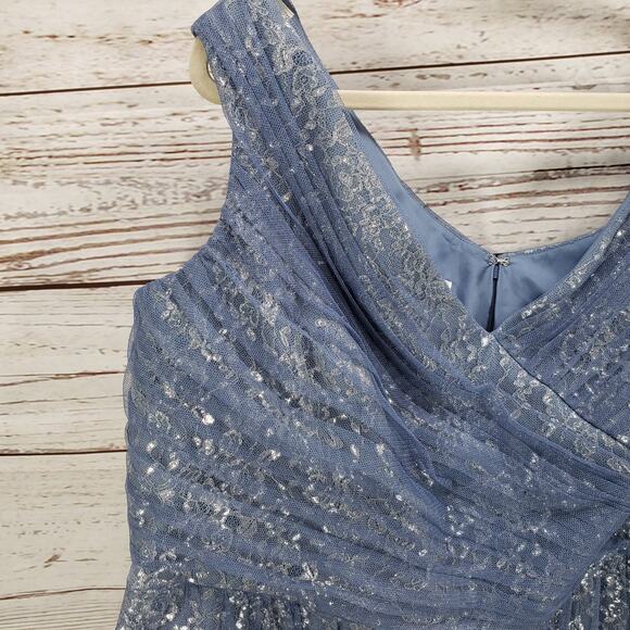 Dessy Collection Vivian Diamond Women's Tulle Lace Off Shoulder Dress Size 26 - Picture 7 of 14